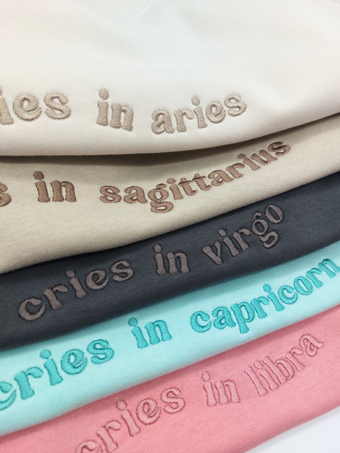 Cries in [Zodiac] Premium Embroidered Sweatshirt